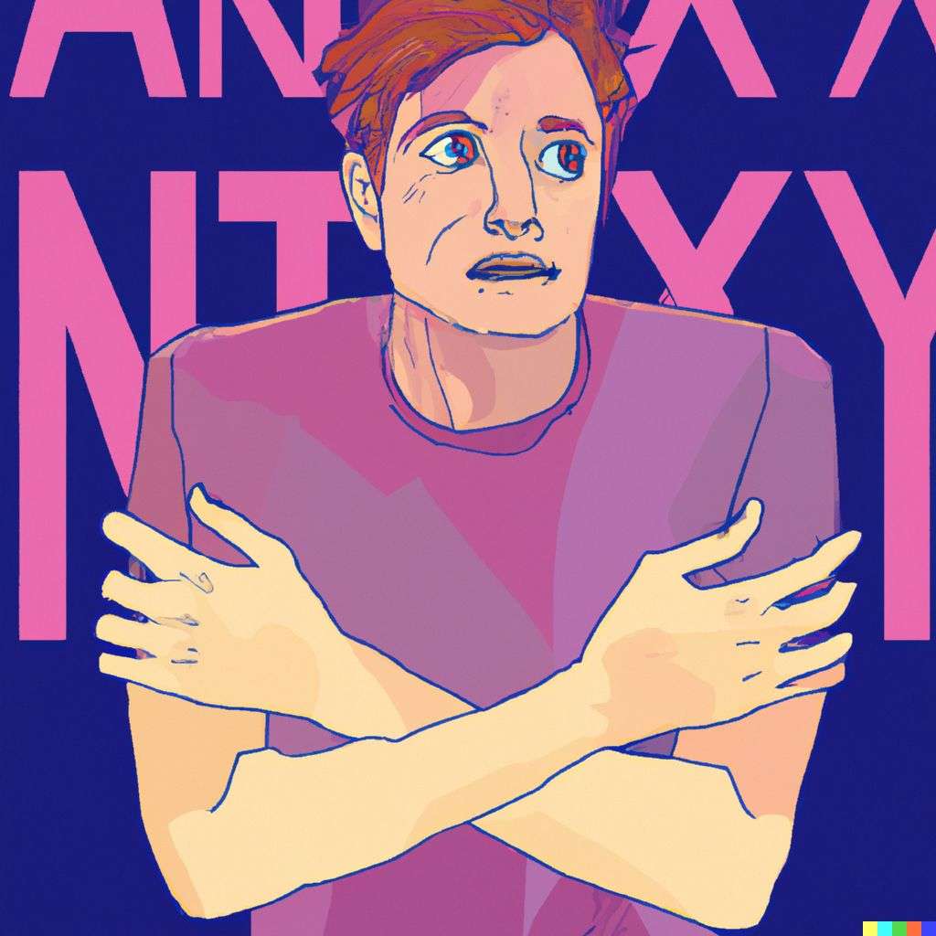 a representation of anxiety, retro comic art, triadic color scheme